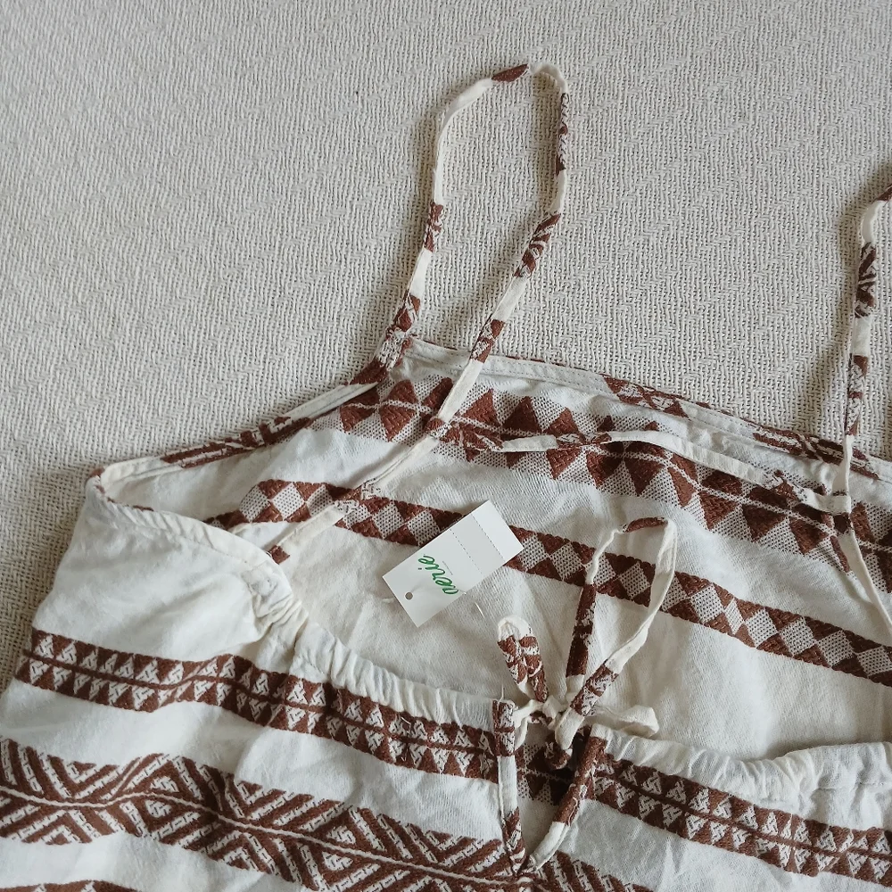 aerie ♡ open back jacquard boho dress western tribal fedtival geo south. medium